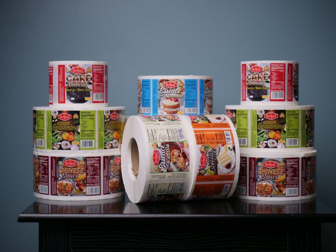 Finished label rolls stacked